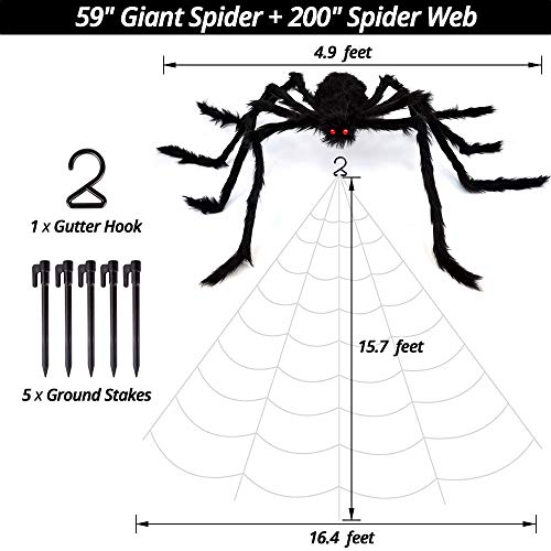 Giant Spider Web and Spider Halloween Decor