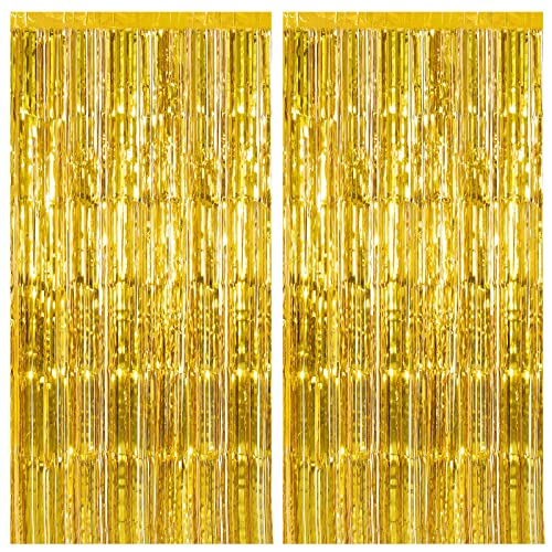 Gold Foil Curtain Backdrop Decorations - 2 Pack