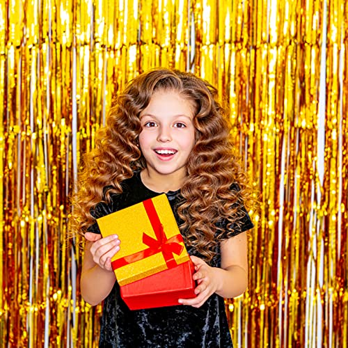 Gold Foil Curtain Backdrop Decorations - 2 Pack