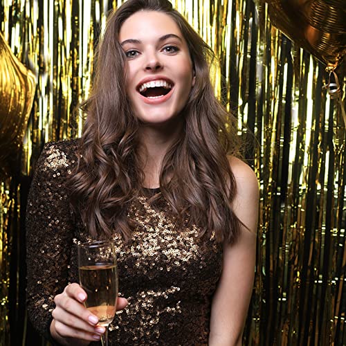 Gold Foil Curtain Backdrop Decorations - 2 Pack