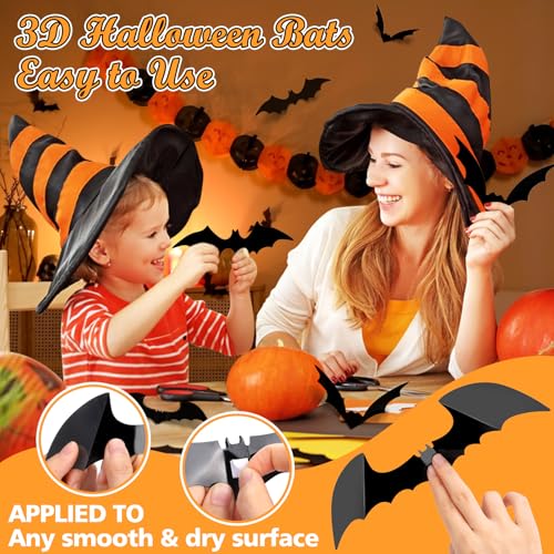 100pcs 3D Scary Bats Halloween Wall Decor