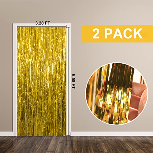 Gold Foil Curtain Backdrop Decorations - 2 Pack