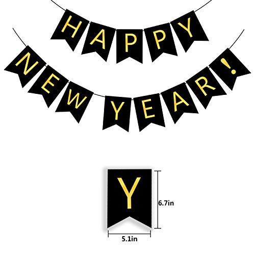 Gold Alphabet Happy New Year Banner Bunting