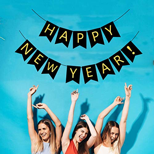 Gold Alphabet Happy New Year Banner Bunting