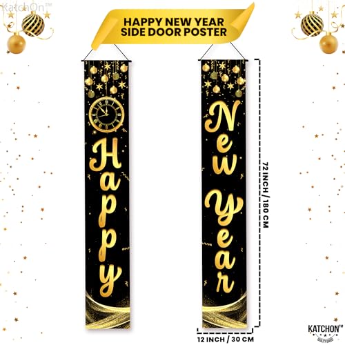 Happy New Year Script Door Banner 72x12 Inch