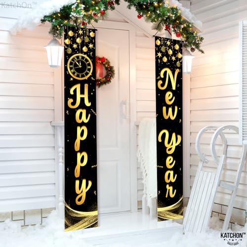 Happy New Year Script Door Banner 72x12 Inch