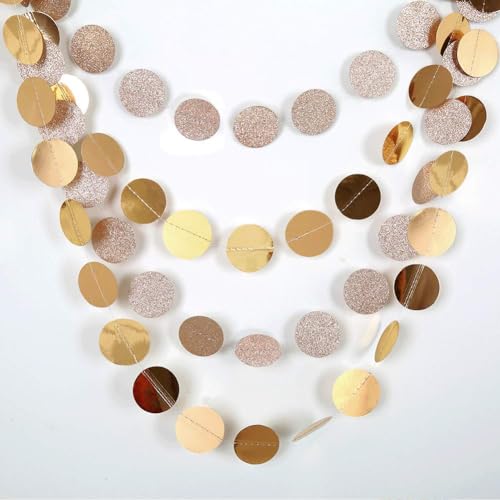 Champagne Gold Circle Dot Garland for Festive Occasions