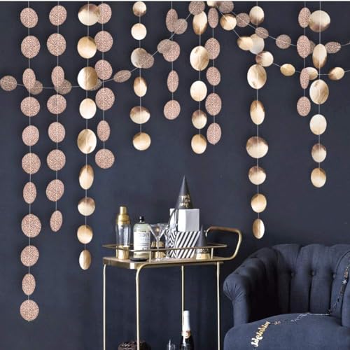 Champagne Gold Circle Dot Garland for Festive Occasions