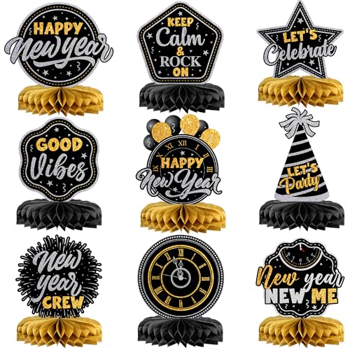 New Year Honeycomb Centerpieces - Pack of 9
