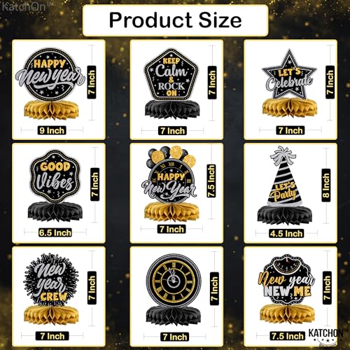 New Year Honeycomb Centerpieces - Pack of 9