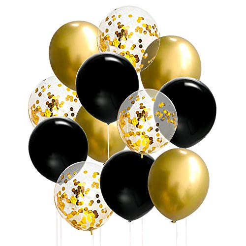 50 Pcs Black and Gold Balloon Decoration Set