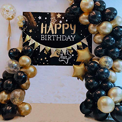 50 Pcs Black and Gold Balloon Decoration Set