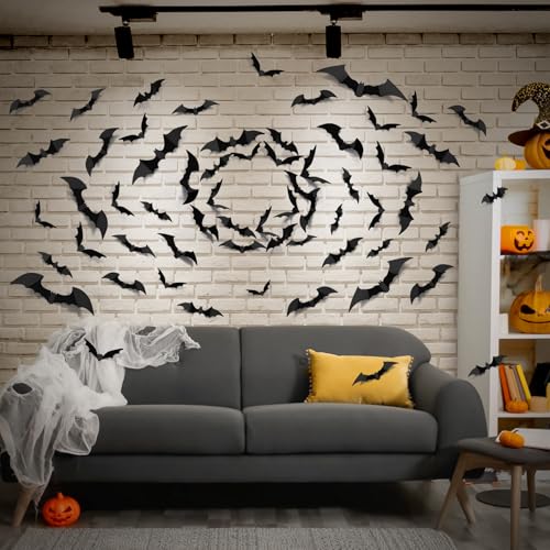100pcs 3D Scary Bats Halloween Wall Decor
