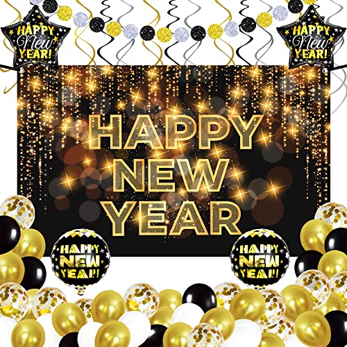 Black and Gold 2025 New Year's Party Pack