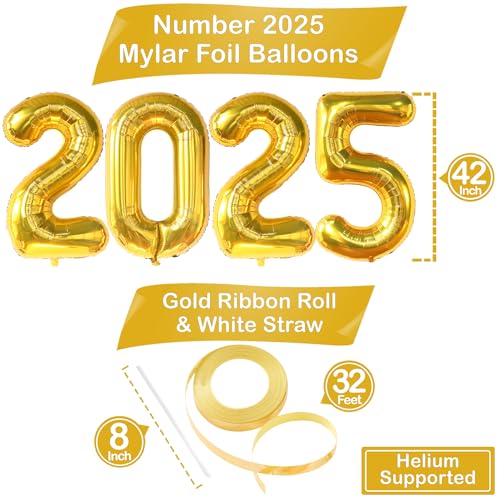 Giant Gold 2025 Balloons for New Year's Decor