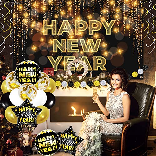 Black and Gold 2025 New Year's Party Pack