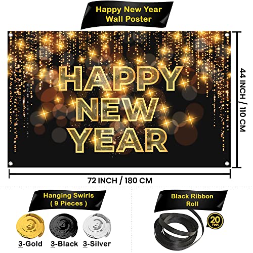 Black and Gold 2025 New Year's Party Pack