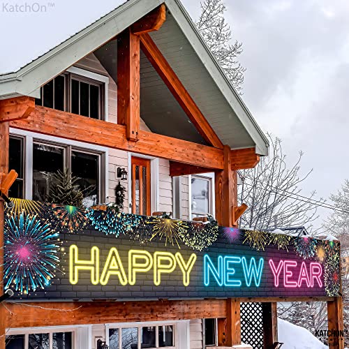 Neon Happy New Year Banner - Extra Large Decor