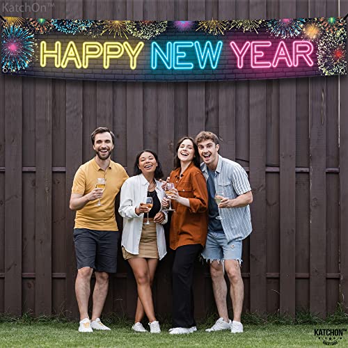 Neon Happy New Year Banner - Extra Large Decor