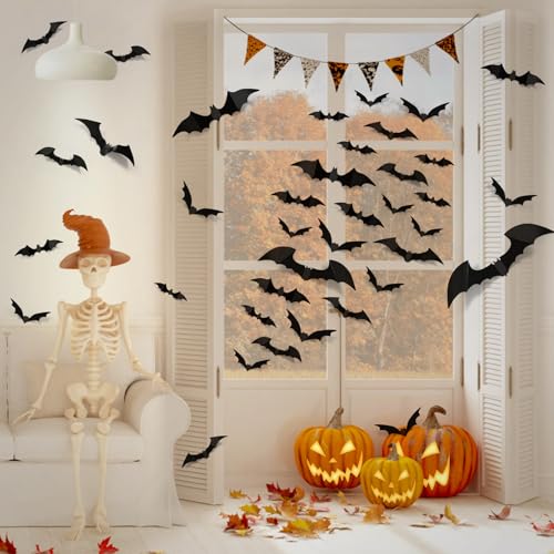 100pcs 3D Scary Bats Halloween Wall Decor