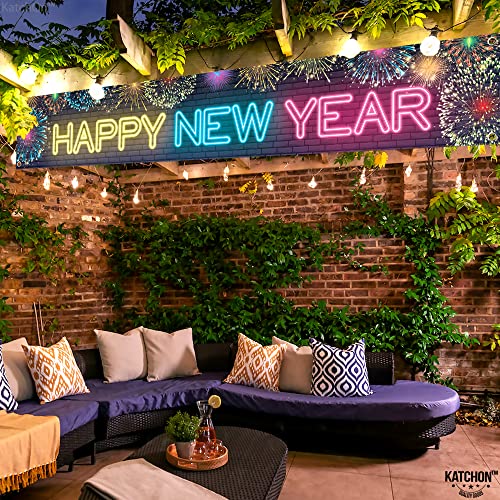 Neon Happy New Year Banner - Extra Large Decor