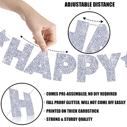 Glitter Happy New Year Banner - Silver 10 Feet