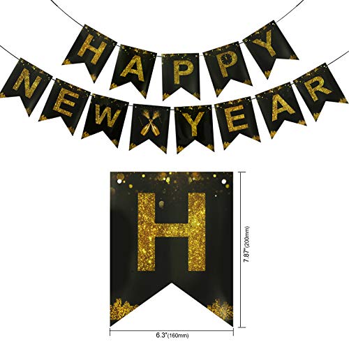 2025 Happy New Year Black & Gold Decorations Set