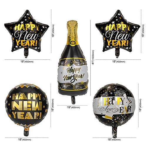 2025 Happy New Year Black & Gold Decorations Set