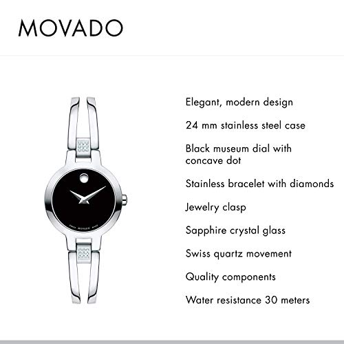 Movado Women's Diamond Accent Watch, Silver/Black