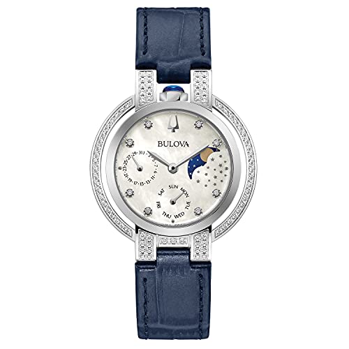 Bulova Ladies' Moon Phase Diamond Watch, Blue Strap