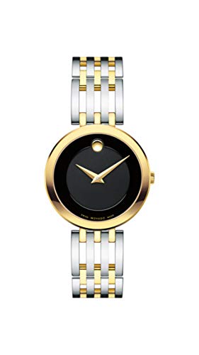 Movado Women's Esperanza 2-Tone Watch with Concave Dot Museum Dial, Silver/Gold/Black (Model 607053)