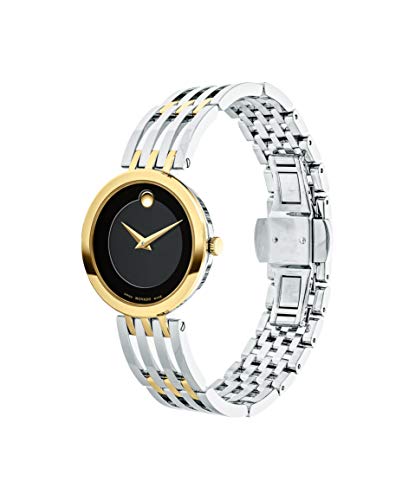 Movado Women's Esperanza 2-Tone Watch with Concave Dot Museum Dial, Silver/Gold/Black (Model 607053)