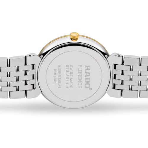 Rado Florence Swiss Quartz Dress Watch with Stainless Steel Strap, Silver and Gold, 20 (Model: R48912153), Silver and Gold
