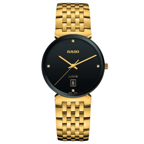 Rado Florence Swiss Quartz Dress Watch with Stainless Steel Strap, Gold, 20 (Model: R48914703),Black