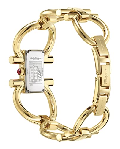 Salvatore Ferragamo Women's Double Gancini Swiss Quartz Watch with Yellow Gold Strap, 22 (Model: SFDZ00219)
