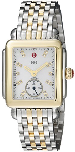 MICHELE Women's MWW06V000042 Deco 16 Diamond-Accented Stainless Steel Watch