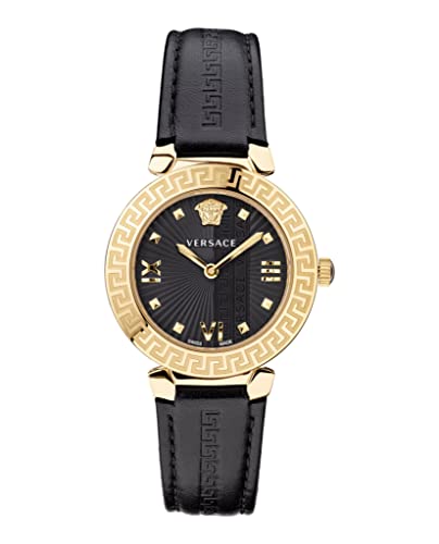 Versace Women's Watch with Black Strap & Gold Case