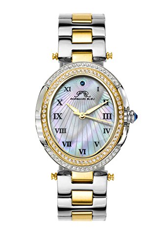 Porsamo Bleu Luxury South Sea Oval Crystal Stainless Steel Two-Tone Women's Watch 106FSSO