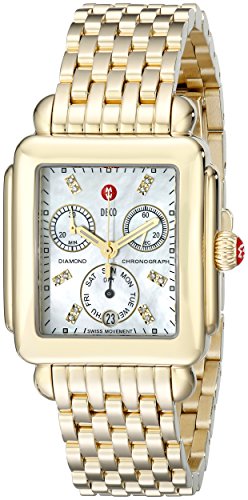 MICHELE Women's MWW06P000016 Deco Analog Display Swiss Quartz Gold Watch