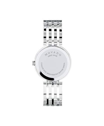 Movado Women's Esperanza Stainless Steel Watch with Diamond Accent Bezel, Silver/Black (607052)