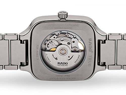 Rado True Square Swiss Automatic Watch with Ceramic Strap, 21 (Model: R27083202), Silver