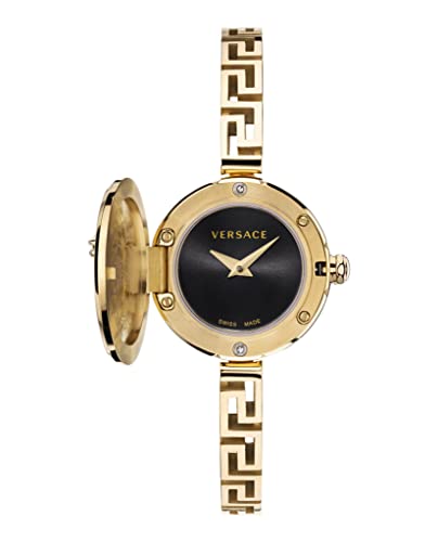 Versace Medusa Secret Collection Luxury Womens Watch Timepiece with a Gold Bracelet Featuring a IP Yellow Gold Case and Black Dial
