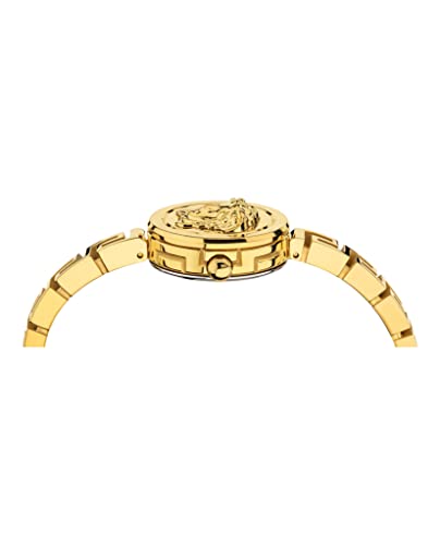 Versace Medusa Secret Collection Luxury Womens Watch Timepiece with a Gold Bracelet Featuring a IP Yellow Gold Case and Black Dial