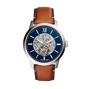 Fossil Two-Hand Skeleton Watch - Silver/Brown