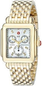 MICHELE Women's MWW06P000016 Deco Analog Display Swiss Quartz Gold Watch