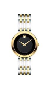 Movado Women's Esperanza 2-Tone Watch with Concave Dot Museum Dial, Silver/Gold/Black (Model 607053)