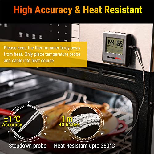 Digital BBQ Grill Thermometer with Stainless Steel Probe