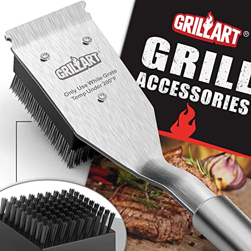 GRILLART 16.5” Wire BBQ Grill Brush & Scraper