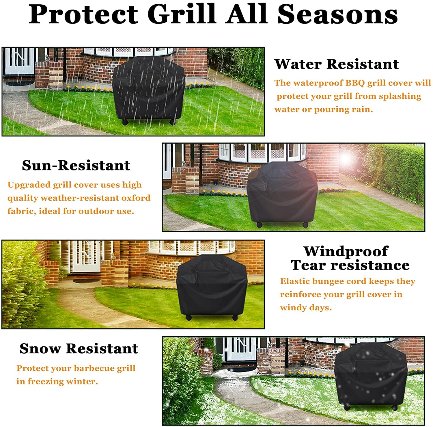Waterproof BBQ Grill Cover, 58-inch, Heavy Duty