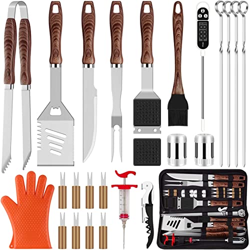 26pcs Stainless Steel BBQ Tools Set, Portable Bag